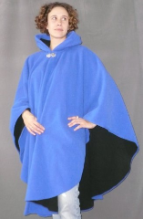 Cloak:1519, Cloak Style:Cape / Ruana, Cloak Color:Medium Blue, Fiber / Weave:Windblock Polar Fleece, Cloak Clasp:Vale, Hood Lining:Self-lining, Black, Back Length:43", Neck Length:21", Seasons:Winter, Fall, Spring.