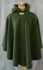 Cloak:1692, Cloak Style:Cape / Ruana, Cloak Color:Loden Green, Fiber / Weave:300 Wt Fleece, Cloak Clasp:Vale - Goldtone, Hood Lining:Self-lining, Back Length:39", Neck Length:20.5", Seasons:Spring, Fall, Winter.