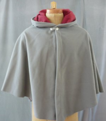 Cloak:1700, Cloak Style:Full Circle Cloak, Cloak Color:Grey, Fiber / Weave:Windblock Polar Fleece, Cloak Clasp:Dragon Knot, Hood Lining:Self-lining, Brick, Back Length:30", Neck Length:21.5", Seasons:Spring, Fall, Winter.