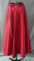 Cloak:1812, Cloak Style:Full Circle Cloak, Cloak Color:Red, Fiber / Weave:Merino Wool Melton, Cloak Clasp:Dragon Knot, Hood Lining:Black Silk Velvet, Back Length:49", Neck Length:20", Seasons:Winter, Fall, Spring.