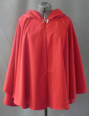 Cloak:1819, Cloak Style:Full Circle Short Cloak, Cloak Color:Red, Fiber / Weave:Rayon Polyester, Cloak Clasp:Double Spiral, Hood Lining:Self-lining, Back Length:29.5", Neck Length:22", Seasons:Summer, Fall, Spring.