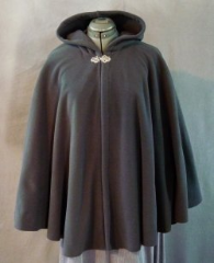 Cloak:1925, Cloak Style:Cape / Ruana, Cloak Color:Dark Storm Grey, Fiber / Weave:WindPro Fleece, Cloak Clasp:Tree of Life, Hood Lining:Self-lining, Back Length:31", Neck Length:19", Seasons:Winter, Fall, Spring.