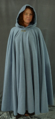 Cloak:1975, Cloak Style:Full Circle Cloak, Cloak Color:Pale Grey Blue, Fiber / Weave:Wool / nylon, Cloak Clasp:Nordic Block, Hood Lining:Steel Grey Moleskin, Back Length:52", Neck Length:23", Seasons:Spring, Fall.