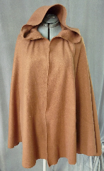 Cloak:2030, Cloak Style:Half Circle, Cloak Color:Lt Coffee Brown, Fiber / Weave:Polyester Fleece, Cloak Clasp:Alpine Knot - Goldtone, Hood Lining:Unlined, Back Length:37.5", Neck Length:18.5", Seasons:Spring, Fall.