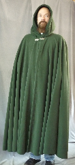 Cloak:2082, Cloak Style:Full Circle Cloak, Cloak Color:Soft Forest Green, Fiber / Weave:WindPro Fleece, Cloak Clasp:Oak Simple - Silvertone, Hood Lining:Self-lining, Back Length:53", Neck Length:25", Seasons:Winter, Fall, Spring.