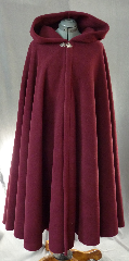 Cloak:2088, Cloak Style:Full Circle Cloak, Cloak Color:Cranberry, Fiber / Weave:200 Wt Polar Fleece, Cloak Clasp:Vale, Hood Lining:Self-lining, Back Length:48", Neck Length:19.5", Seasons:Winter, Fall, Spring.