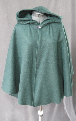 Cloak:2112, Cloak Style:Full Circle Short Cloak, Cloak Color:Green, Fiber / Weave:Fleece, Cloak Clasp:Plain Rope<br>Hook & Eye, Hood Lining:Self-lining, Back Length:30.5", Neck Length:21", Seasons:Fall, Spring.