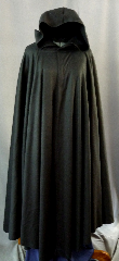 Cloak:2249, Cloak Style:Full Circle Cloak, Cloak Color:Black, Fiber / Weave:Fleece, Cloak Clasp:Fleur de Lis, Hood Lining:Unlined, Back Length:54", Neck Length:26", Seasons:Spring, Fall, Summer.