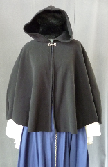 Cloak:2250, Cloak Style:Shaped Shoulder, Cloak Color:Black, Fiber / Weave:WindPro Fleece, Cloak Clasp:Plain Rope<br>Hook & Eye, Hood Lining:Self-lining, Back Length:27", Neck Length:19", Seasons:Winter, Fall, Spring.