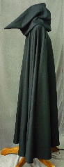 Cloak:2295, Cloak Style:Full Circle Cloak with Pointed Hood, Cloak Color:Black outside, Dark Blue inside, Fiber / Weave:Wool - Novelty Weave, Cloak Clasp:Antiquity, Hood Lining:Unlined, Back Length:49", Neck Length:22.5", Seasons:Summer, Spring, Fall.