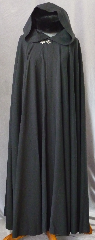 Cloak:2298, Cloak Style:Full Circle Cloak, Cloak Color:Black, Fiber / Weave:Wool / synthetic blend, Cloak Clasp:Antiquity, Hood Lining:Unlined, Back Length:54", Neck Length:25", Seasons:Spring, Fall, Summer.