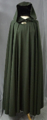 Cloak:2416, Cloak Style:Full Circle Cloak, Cloak Color:Green, Fiber / Weave:Wool, Cloak Clasp:Vale - Goldtone, Hood Lining:Unlined, Back Length:52", Neck Length:24", Seasons:Spring, Fall, Summer.