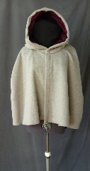 Cloak:2516, Cloak Style:Shaped Shoulder, Cloak Color:Grey, Fiber / Weave:Mohair, Cloak Clasp:Plain Rope<br>Hook & Eye, Hood Lining:Dusty Dark Rose Cotton Velvet, Back Length:24", Neck Length:24", Seasons:Winter, Fall, Spring.