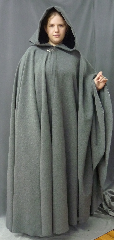 Cloak:2542, Cloak Style:Full Circle Cloak, Cloak Color:Charcoal, Fiber / Weave:Heavy Wool Melton, Cloak Clasp:Triple Medallion, Hood Lining:Midnight Blue Rayon Velvet, Back Length:56", Neck Length:25", Seasons:Winter, Fall, Spring.