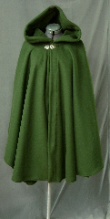 Cloak:2572, Cloak Style:Cape / Ruana extra long (34") over the shoulder, Cloak Color:Dark Olive Green, Fiber / Weave:Light Weight Windpro, Cloak Clasp:Vale, Hood Lining:Unlined, Back Length:39", Neck Length:24", Seasons:Fall, Spring, Southern Winter.