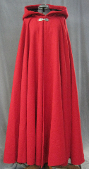 Cloak:2626, Cloak Style:Full Circle Cloak, Cloak Color:Madder Red, Fiber / Weave:80% Wool / 20% Nylon BrokenTwill Weave, Cloak Clasp:Gothic Heart, Hood Lining:Black Silk Velvet, Back Length:57.5", Neck Length:23.5", Seasons:Winter, Fall, Spring.