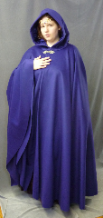 Cloak:2643, Cloak Style:Full Circle Cloak, Cloak Color:Royal Purple Blue, Fiber / Weave:Wool / cashmere, Cloak Clasp:Gothic Heart, Hood Lining:Royal Blue Acetate Velvet, Back Length:52", Neck Length:27", Seasons:Winter, Fall, Spring.