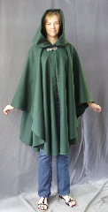 Cloak:2717, Cloak Style:Cape / Ruana, Cloak Color:Forest Green, Fiber / Weave:100% Wool Melton, Cloak Clasp:Gothic Heart, Hood Lining:Unlined, Back Length:43", Neck Length:21", Seasons:Winter.