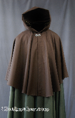 Cloak:2782, Cloak Style:Cape / Ruana, Cloak Color:Deep Chocolate Brown, Fiber / Weave:80% wool, 20% nylon, Cloak Clasp:Vale, Hood Lining:Unlined, Back Length:29", Neck Length:21", Seasons:Summer, Fall, Spring.