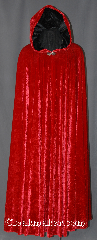 Cloak:2922, Cloak Style:Full Circle Cloak, Cloak Color:Red, Fiber / Weave:High quality Hammered stretch velvet, Cloak Clasp:Vale, Hood Lining:Black Velvet, Back Length:53", Neck Length:25", Seasons:Fall, Spring, Note:Fun and bouncy this red<br>high quality hammered stretch<br>velvet cloak moves with<br>you as you walk.<br>The hammered velvet texture<br>adds a bit of drama complemented<br>by the black lined hood.<br>Machine washable!.