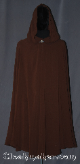 Cloak:3356, Cloak Style:Full Circle Cloak, Cloak Color:Oak Brown, Fiber / Weave:Loose weave gabardine, Cloak Clasp:Vale, Hood Lining:Unlined, Back Length:48", Neck Length:20", Seasons:Fall, Spring, Note:Easy care loose weave gabardine wool<br>full circle cloak in a oak brown color.<br>Adorned with base metal vale clasp.<br>Machine washable..