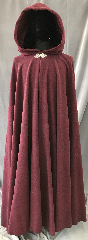 Cloak:3572, Cloak Style:Full Circle Cloak, Cloak Color:Heathered Burgundy Red Wine, Fiber / Weave:80% Wool 20% Nylon, Cloak Clasp:Triple Medallion, Hood Lining:Red so-dark-it's-almost-black Velveteen, Back Length:55", Neck Length:21.75", Seasons:Winter, Southern Winter, Fall, Spring.