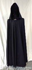 Cloak:3597, Cloak Style:Full Circle Cloak, Cloak Color:Black twill, Fiber / Weave:80% wool,<br> 20% nylon, Cloak Clasp:Vale, Hood Lining:Unlined, Back Length:53", Neck Length:22", Seasons:Spring, Fall, Summer.