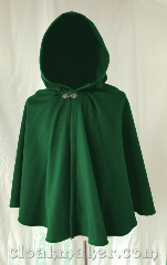 Cloak:3598, Cloak Style:Full Circle Cloak, Cloak Color:Kelly Green, Fiber / Weave:70% wool,<br> 20% cashmere,<br> 10% nylon, Cloak Clasp:Antiquity, Hood Lining:Unlined, Back Length:29", Neck Length:20", Seasons:Spring, Fall, Summer, Winter.