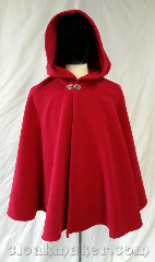 Cloak:3691, Cloak Style:Shaped Shoulder Cloak, Cloak Color:Raspberry Red, Fiber / Weave:Honeycomb patterened<br>Windpro Fleece, Cloak Clasp:Vale, Hood Lining:Unlined, Back Length:30.5", Neck Length:20", Seasons:Southern Winter, Winter, Spring, Fall, Note:Made from Windpro fleece, brave<br>the cold weather with this raspberry<br>colored shape shoulder cloak<br>with a honeycomb pattern..