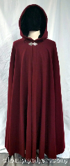 Cloak:3724, Cloak Style:Full Circle Cloak, Cloak Color:Rich maroon, Fiber / Weave:80% wool, 20% nylon, Cloak Clasp:Triple Medallion, Hood Lining:Black stretch polyester velvet, Back Length:53", Neck Length:24", Seasons:Southern Winter, Winter, Spring, Fall, Note:Stay cordial with this rich maroon<br>full circle cloak, featuring a<br>black stretch polyester<br>velvet hood lining and a<br>silvertone triple medallion clasp.<br>Made from a wool blend,<br>spot or dry clean only..