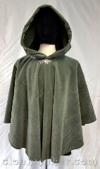 Cloak:3734, Cloak Style:Cape / Ruana, Cloak Color:Sage Green, Fiber / Weave:WindPro Fleece, Cloak Clasp:Triple Medallion, Hood Lining:Self lined wiith Pine Green, Back Length:29", Neck Length:22", Seasons:Winter, Southern Winter, Spring, Fall, Note:Self lined in pine green, this sage green<br>ruana cloak is made from<br>wind resisting WindPro fleece<br>and has a silvertone<br>triple medallion clasp.<br>Machine wash cold using mild<br>detergent and tumble dry on low..
