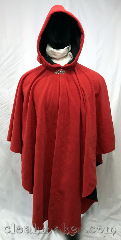 Cloak:3753, Cloak Style:Cape / Ruana, Cloak Color:Dusty Tomato, Fiber / Weave:WindBloc Fleece, Cloak Clasp:Triple Medallion, Hood Lining:self lined in black, Back Length:42", Neck Length:26", Seasons:Winter, Southern Winter, Spring, Fall, Note:Keep dry and safe from the windy<br>winter with this dusty tomato colored<br>WindBloc fleece cloak.<br>It's a ruana style shape and is<br>self lined in black with a<br>silvertone triple medallion clasp..