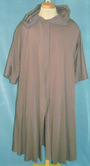 Robe:R130, Robe Style:Jedi Robe, Episode II and III Obi-Wan, Robe Color:Cinnamon Brown, Front/Collar:Hooded with Brown cloth-covered hook and eye, Approx. Size:Small Adult - Teen Junior, Fiber:Polyester Rayon, Neck Length:22", Sleeve:25.5", Chest:38", Length:43", Height:45", Note:Will fit someone up to 45" tall.