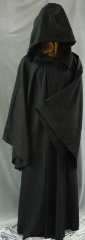 Robe:R136, Robe Style:Anakin Episode III near the end Robe, Robe Color:Black, Front/Collar:Hooded with Black cloth-covered hook and eye, Approx. Size:XL to XXL, Fiber:Wool Flannel, Neck:Up to 22.5", Neck Length:26", Sleeve:35", Chest:Fits up to 54" (62"), Length:57", Height:Up to 5'9".