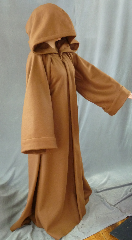 Robe:R158, Robe Style:Jedi Robe Episode I Obi-Wan, Robe Color:Cinnamon Brown, Front/Collar:Hooded with Brown cloth-covered hook and eye, Approx. Size:S, Fiber:Melton wool, Neck:Up to 18.5", Neck Length:22.5", Sleeve:31.5", Chest:Fits up to 36" (40"), Length:56", Height:5'6".