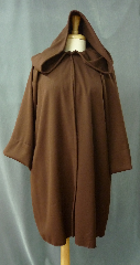 Robe:R198, Robe Style:Jedi Robe Episode I Obi-Wan, Robe Color:Brown, Front/Collar:Hooded with Black heavy duty snap, Approx. Size:Youth 5 - 8 years old, Fiber:Tropical Weight Worsted Wool Suiting, Neck:16", Sleeve:27", Chest:36", Length:37", Height:Up to 4'.