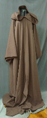 Robe:R233, Robe Style:Obi-Wan Jedi Robe, Robe Color:Brown, Front/Collar:Hooded with Brown cloth-covered hook and eye, Approx. Size:XL to XXXXL, Fiber:Wool Rayon Twill, Neck:25", Sleeve:33.5", Chest:60", Length:64", Height:Up to 6'.