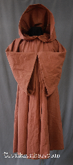 Robe:R277, Robe Style:Obi-Wan Jedi Robe, Robe Color:Rust, Front/Collar:Hooded with hook and eye, Approx. Size:Small Adult or<br>Youth 14-16, Fiber:80% Wool/20% Nylon, Neck:20", Sleeve:29", Chest:49", Length:56", Height:Up to 5' 8", Note:Medium weight with pointed sleeves.<br>Can be used for a jawa as well.<br>Optional 1" Leather belt can be<br>purchased for an additional $30<br>Dry Clean Only.