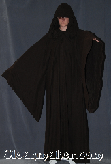Robe:R332, Robe Style:Mace Windu / Qui Gon Jinn, Robe Color:Brown, Fiber:Brushed rayon cotton, Neck:22.5", Sleeve:38", Chest:Up to 66", Length:60", Height:Up to 6', Note:A soft, lightweight robe<br>with a hood and an open front,<br>this garment is easy to<br>move in and is perfect for<br>LARP events or serious occasions.