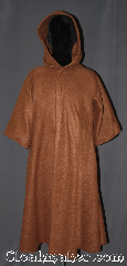 Robe:R358, Robe Style:Youth Jedi, Robe Color:Caramel Brown, Fiber:Fleece, Neck:19", Sleeve:23", Chest:up to 35", Length:43", Note:For your littlest Jedi or Padawan<br>here is a robe for spring or fall.<br>Made of a lightweight fleece<br>with hidden clasp, makes a great<br>accessory for everyday wear,<br> dress-up or lounging on the couch.<br>Machine washable..
