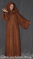 Robe:R359, Robe Style:Jedi Robe Obi-wan, Robe Color:Caramel Brown, Fiber:Fleece, Neck:22", Sleeve:36", Chest:up to 50", Length:65", Note:Warm soft ,<br>a great Jedi robe  for spring or fall.<br>Made of a lightweight fleece<br>with hidden clasp, <br>makes a great accessory for<br>everyday wear, LARP Renaissance<br> Fair or lounging on the couch.<br>Machine washable..