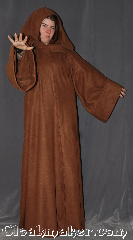Robe:R381, Robe Style:Jedi Robe Obi-wan, Robe Color:Caramel Brown, Fiber:Fleece, Neck:20.5", Sleeve:36", Chest:up to 50", Length:64", Height:Up to 6'3", Note:Warm soft , a great Jedi robe<br> for spring or fall.<br>Made of a lightweight fleece<br>with hidden clasp,<br>makes a great accessory for<br>everyday wear, LARP<br>Renaissance Fair or lounging<br>on the couch.<br>Machine washable..