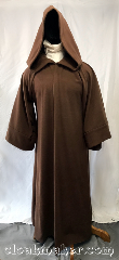 Robe:R436, Robe Style:Obi-Wan Episode I, Robe Color:Chocolate brown twill, Front/Collar:open neck, Fiber:80% wool, 20% nylon, Neck:22", Sleeve:35.5", Chest:58", Length:60", Note:Modeled after Obi Wan from<br>Episode I.<br>Dry clean only.<br>Can be hemmed to height..